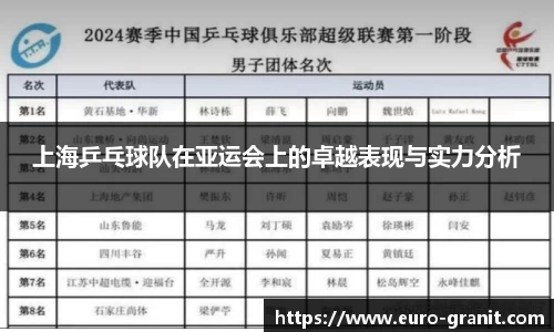 上海乒乓球队在亚运会上的卓越表现与实力分析